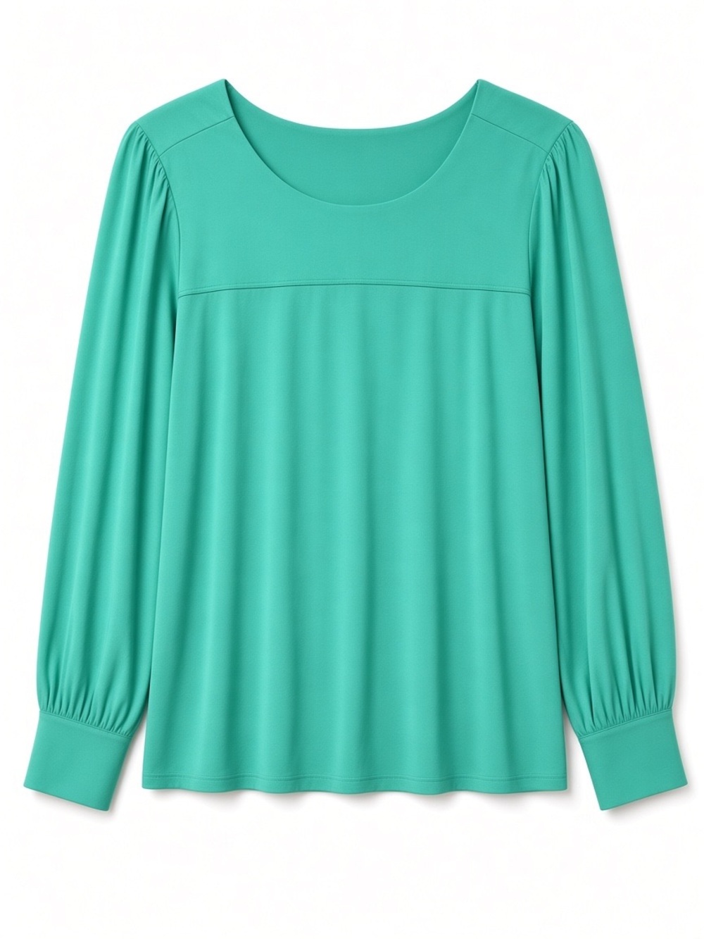 LOFT Seafoam Green Puff Sleeve V-Neck Button Front Blouse S Cottagecore Workwear